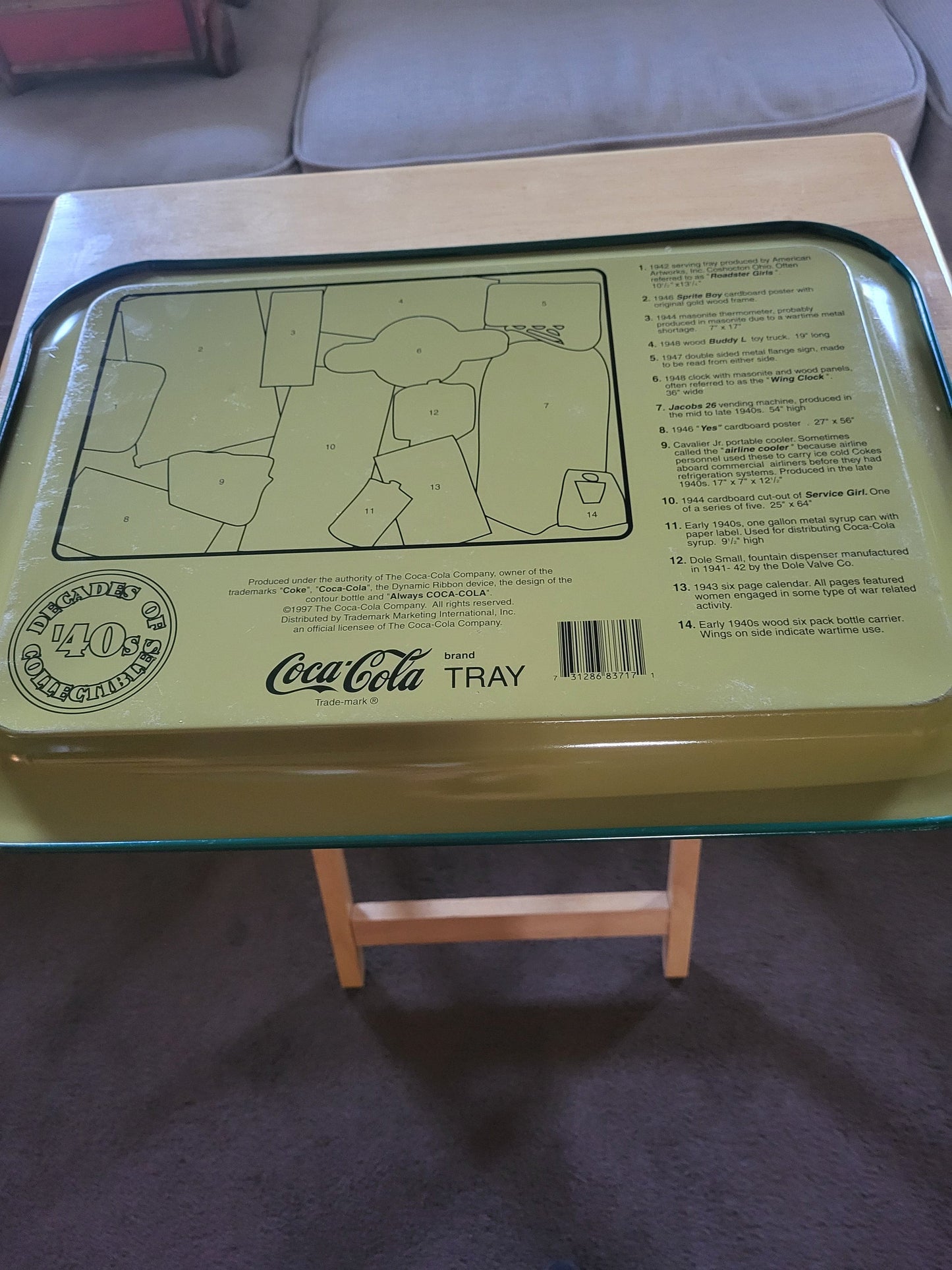 1997 "Decades of Collectibles" 1940 Coca-Cola Serving Tray