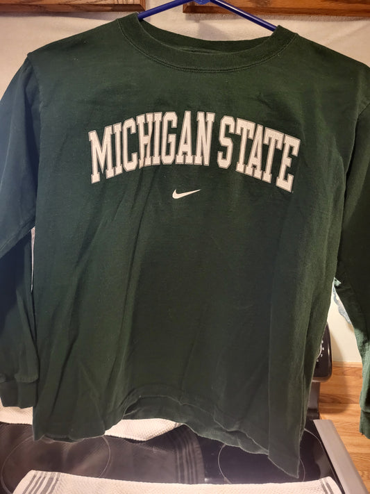 MSU Long Sleeve Shirt Green with White Letters