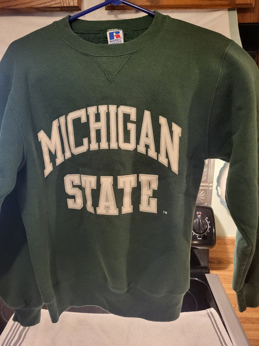 MSU Sweat Shirt Green with White Letters