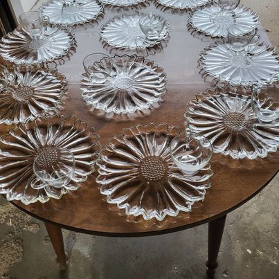 ($10 Each) Vintage Dahlia Snack Plates with Cup (12)