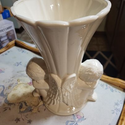 Nice 11" Cherub Ceramic Vase