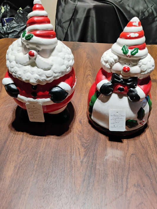 Mr. & Mrs. Santa Cookie Jar