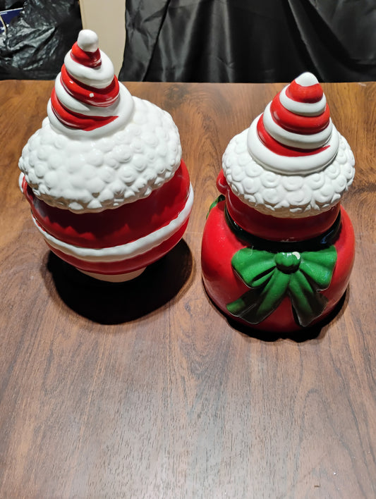 Mr. & Mrs. Santa Cookie Jar