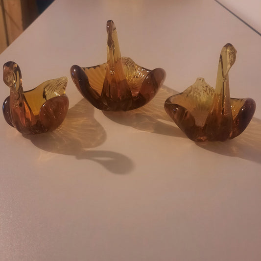 Nested Swan Candy Dish Set